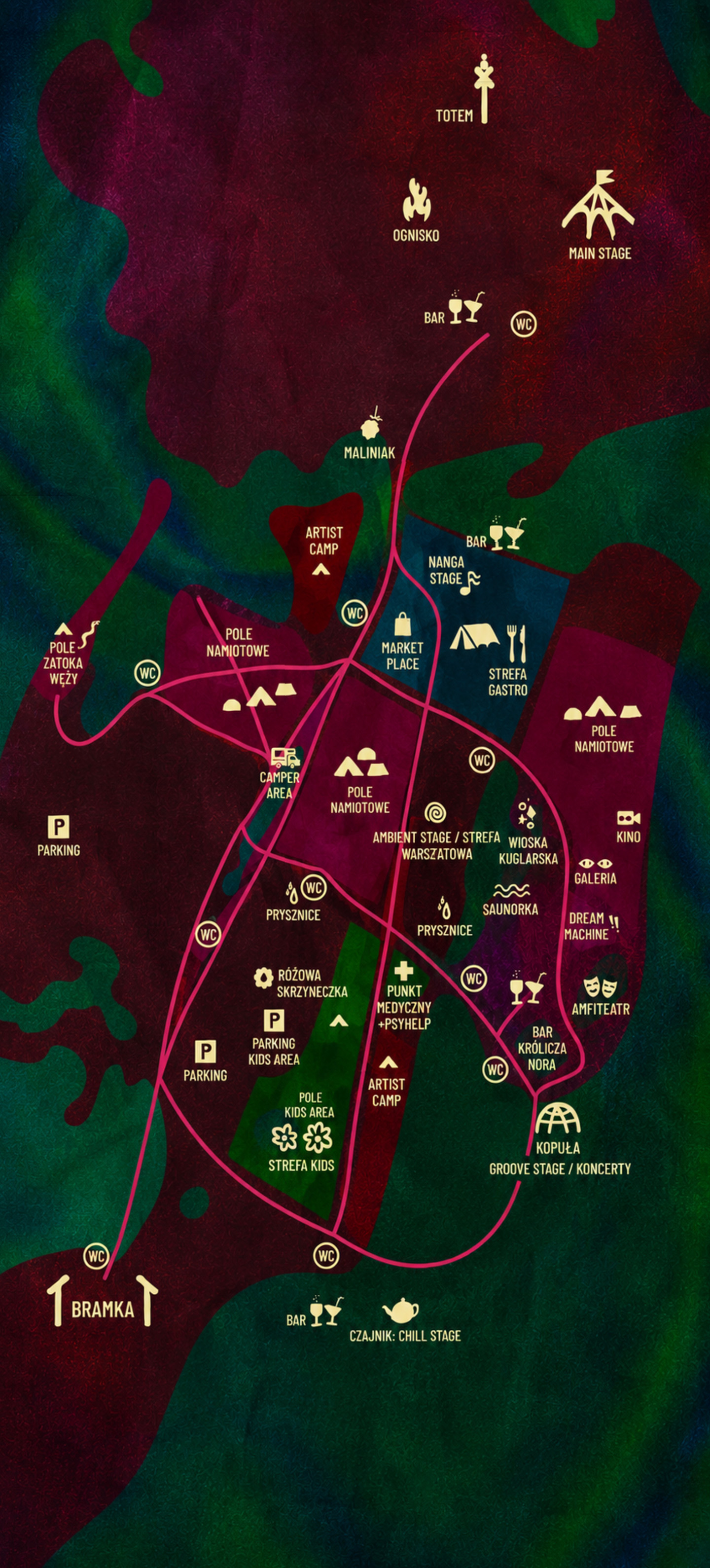 Mapa terenu festiwalu Uroczysko 2026